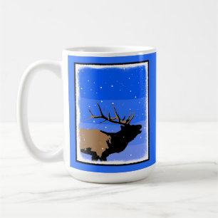 Mug Elk bouillonnant en hiver - Art original de la fau