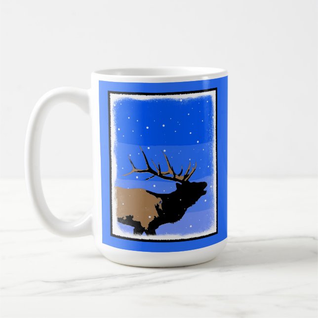Mug Elk bouillonnant en hiver - Art original de la fau (Gauche)