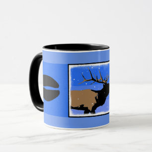 Mug Elk bouillonnant en hiver - Art original de la fau