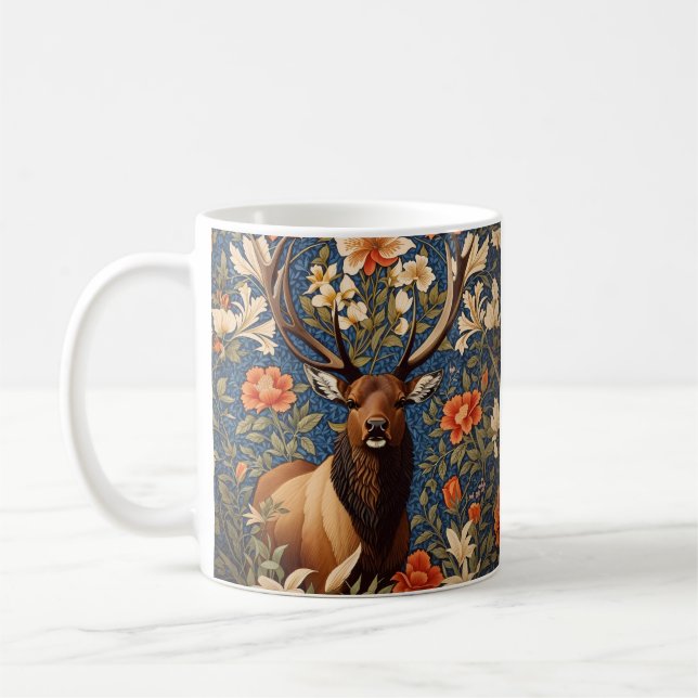 Mug Elk élégant William Morris Inspiré Floral (Gauche)