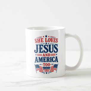 Mug Elle aime Jésus et l'Amérique aussi