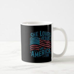 Mug Elle aime Jésus et l'Amérique aussi Drapeau USA 4