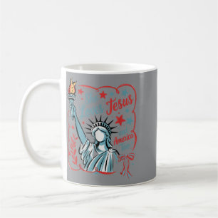 Mug Elle aime Jésus et l'Amérique aussi le 4 juillet