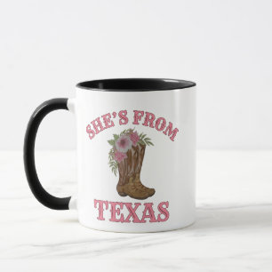 Mug Elle est du Texas, bottes de cowgirl avec des fleu