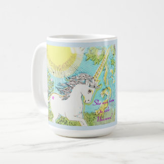 Mug Elle était née pour monter des licornes !