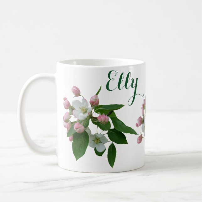 Mug Elly nom personnalisable joli rose fleurit fleuri (Gauche)