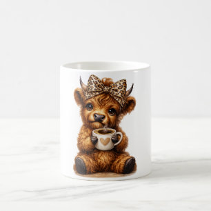 Mug Emballage de café Highland Cow : Nœud papillon léo