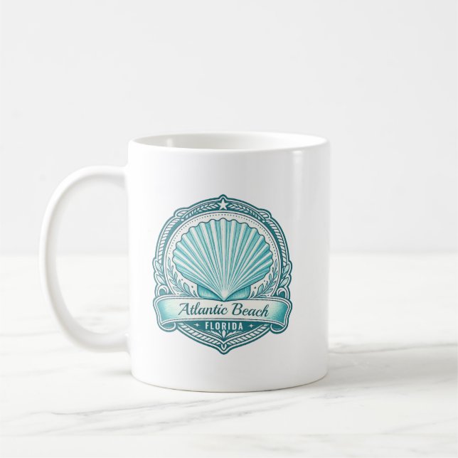 Mug Emblème côtier de coquillage de Atlantic Beach FL (Gauche)