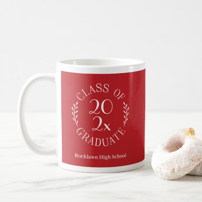 Mug Emblème de l'année de la promotion Nom de l'école  (Avec donut)