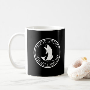 Mug Emblème de pêche personnalisé noir et b