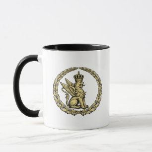 Mug Emblème doré de blason de lion ailé majestueux