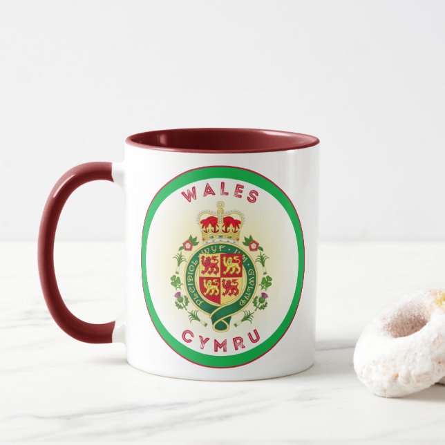 Mug Emblème du patrimoine gallois (Avec donut)