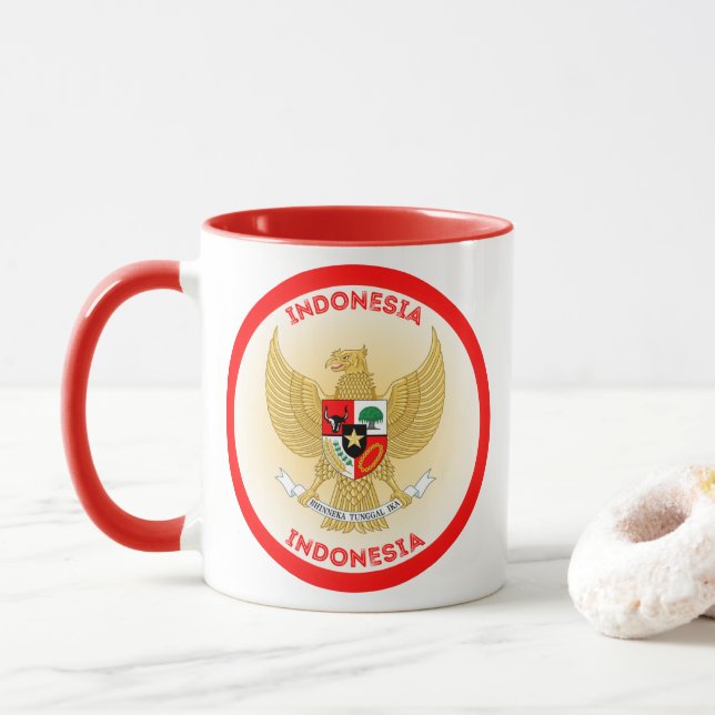 Mug Emblème du patrimoine indonésien (Avec donut)