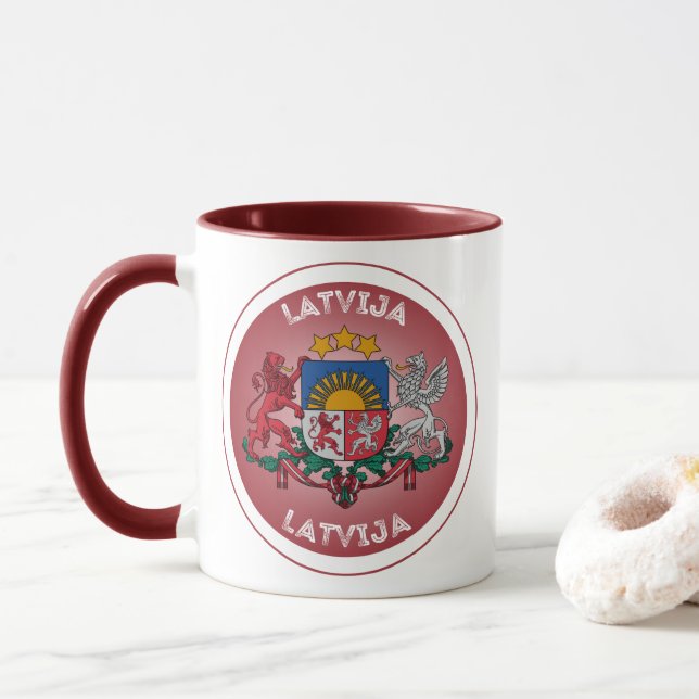 Mug Emblème du patrimoine letton (Avec donut)