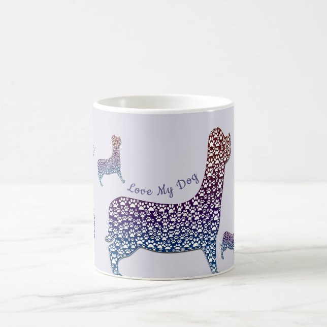 Mug Embossed Indigo Gradient Paw Print Dog Outline (Centre)