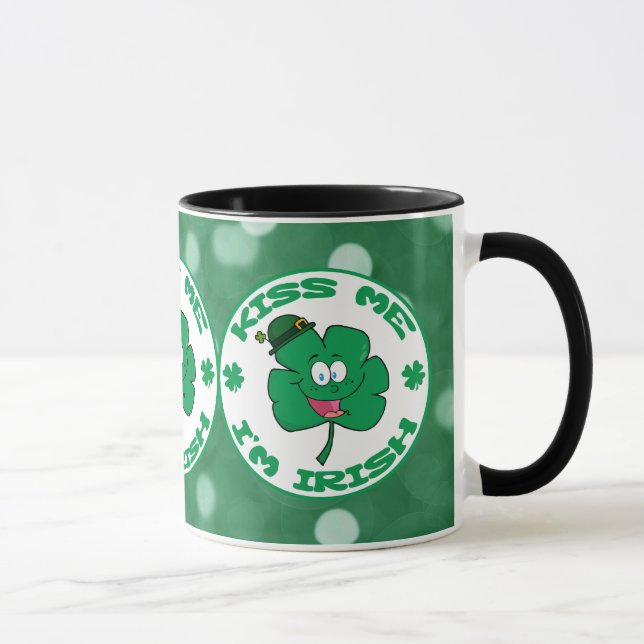 Mug Embrasse-moi Je suis Irlandais Clover Face Green B (Droite)