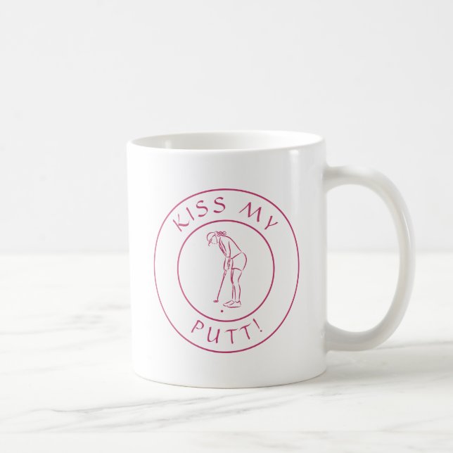 Mug Embrasse Mon Putt Drôle Femme Golfeuse Sport Rose  (Droite)