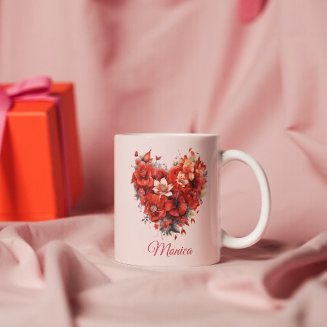 Mug Embrasser Floral | Coeur | Custom Valentine's (Créateur téléchargé)
