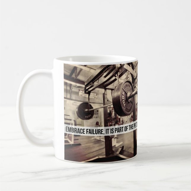Mug EMBRASSEZ L'ÉCHEC. Exercice de musculation Motivat (Gauche)