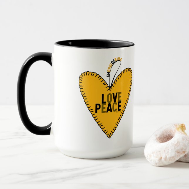 Mug Embroyer l'amour et la paix ・ jaune ・ (Avec donut)
