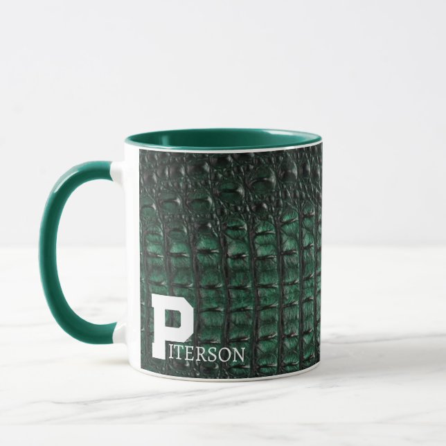 Mug Emerald Crocodile Leather Luxury Exotic  Skin (Gauche)
