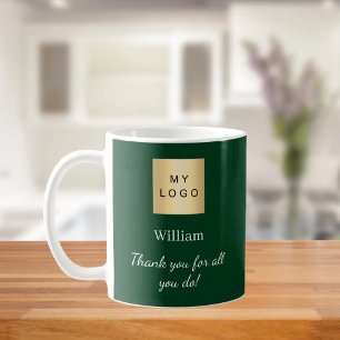 Mug Emerald green business logo employé merci