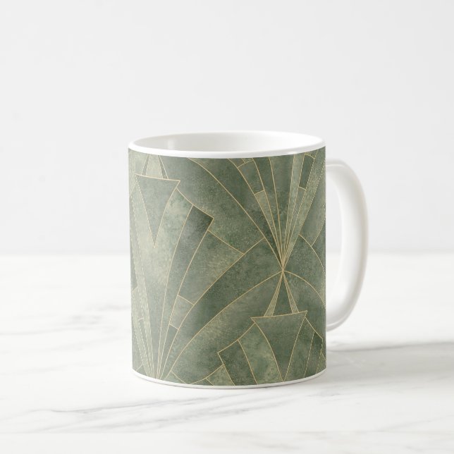 Mug Emerald Green et Gold Art déco Motif (Devant droit)