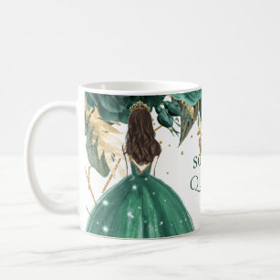 Mug Emerald Green Floral Princess Quinceanera