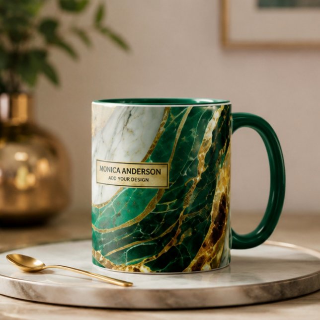 Mug  Emerald Green Gold Marble Metallic Luxury Geode (Créateur téléchargé)