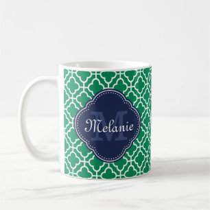 Mug Emerald Green What Marocain Motif Marine Monogramm