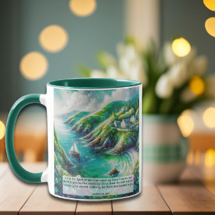 Mug Emerald Isle Christian KJV Écriture Romains 8:11