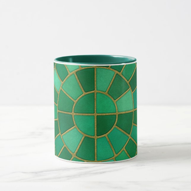 Mug Emerald Mosaic Circle Pattern Art (Centre)