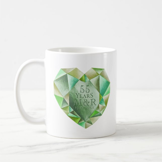 Mug Emerald Watercolor Heart 55e anniversaire du Maria (Gauche)