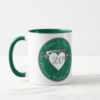 Mug Émeraude du coeur du 20e anniversaire du Mariage