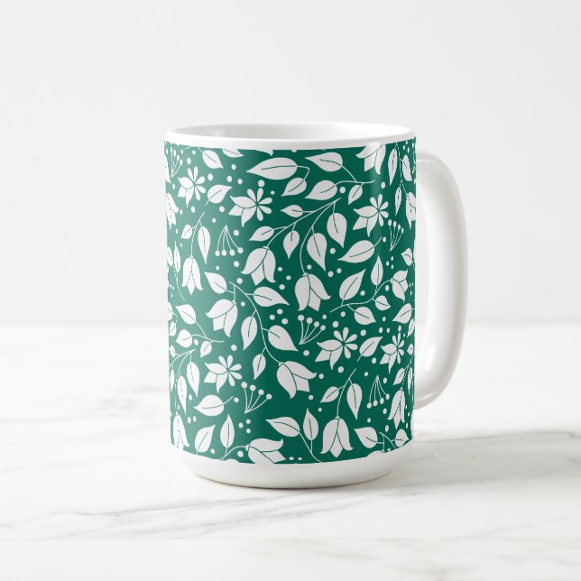Mug Émeraude et boue florale blanche (Devant droit)