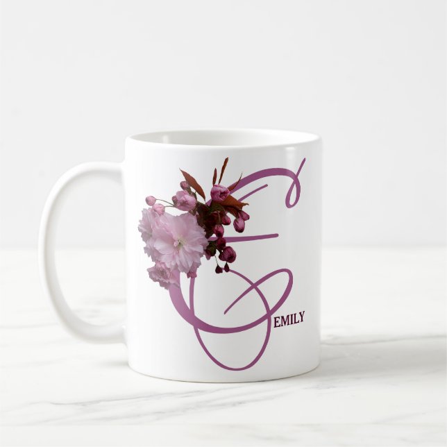 Mug Emily nom personnalisable cerisier fleuri glam (Gauche)
