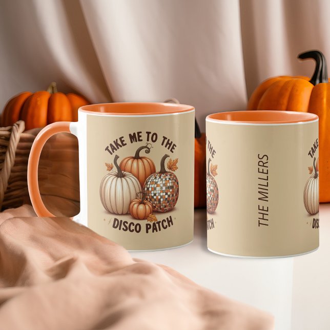 Mug Emmenez-moi à la couleur d'automne du patch Disco (Take me to the Disco Patch Autumn color custom Mug)
