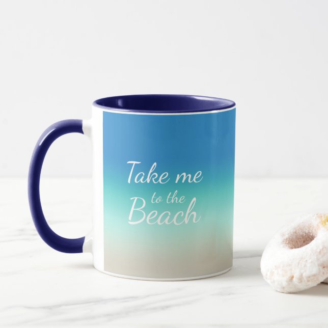 Mug "Emmenez-Moi À La Plage" Moderne Bleu Ombré  (Avec donut)