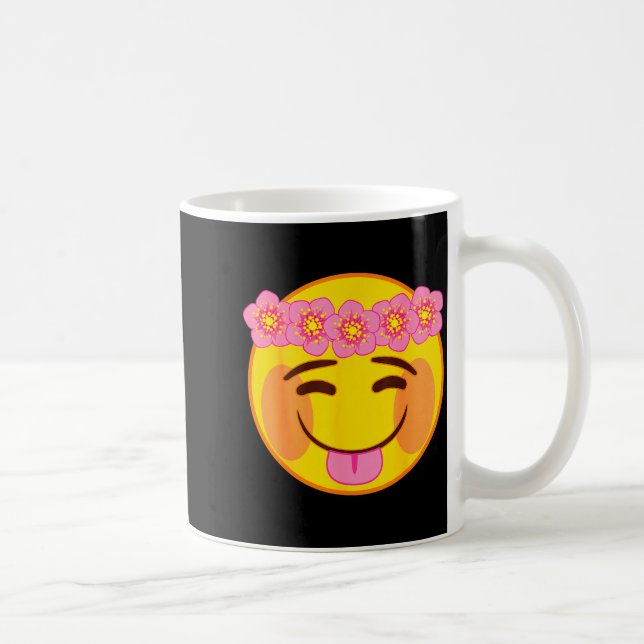 Mug Emoji Flower Crown Tongue Yellow Smile Face  (Droite)