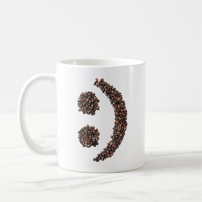 Mug Emoji Smiling Coffee Bean Texter Visage (Gauche)