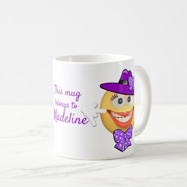 Mug Emoji souriant texte personnalisé en Casquette ave (Devant droit)