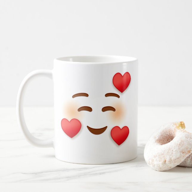 Mug Emoji Souriez Avec Coeurs (Avec donut)
