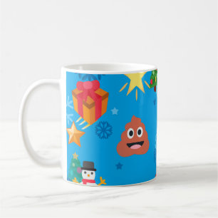 Mug émoticône de Noël bleu