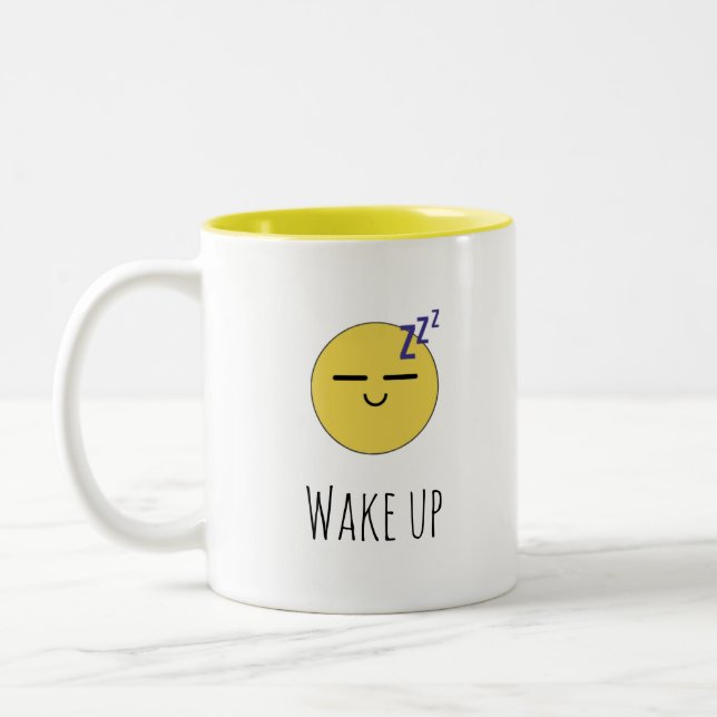 Mug Émoticône Dormir "Réveillez-Vous" (Gauche)