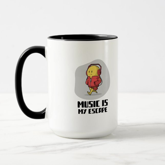 Mug émoticône souriante avec écouteurs (Gauche)