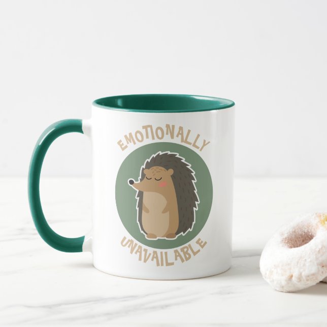 Mug Émotionnellement indisponible : Hérisson mignon (Avec donut)