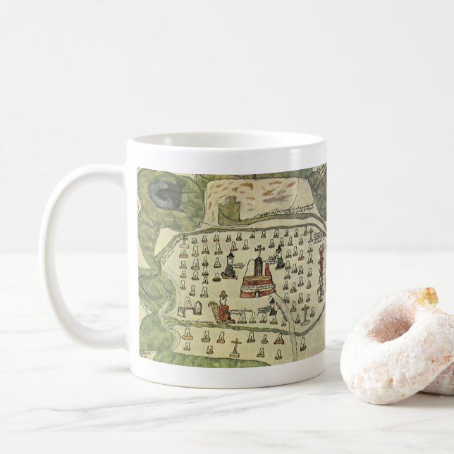 Mug Empire aztèque de Montezuma, carte antique du mond (Avec donut)