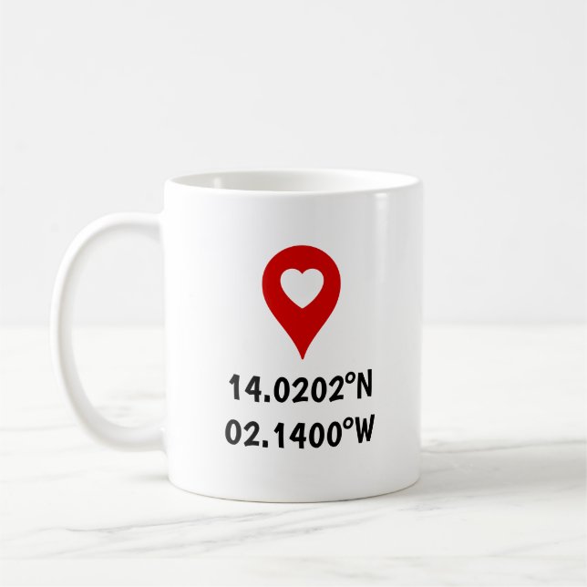 Mug Emplacement de coordonnées personnalisées Cadeau d (Gauche)