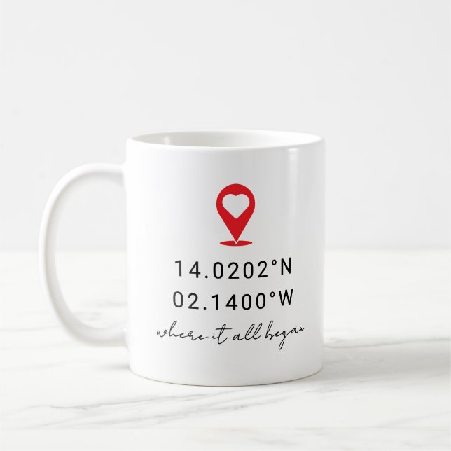 Mug Emplacement de coordonnées personnalisées Cadeau d (Gauche)