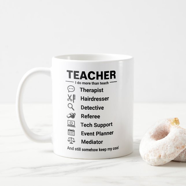 Mug Emplois de professeur drôles  (Avec donut)